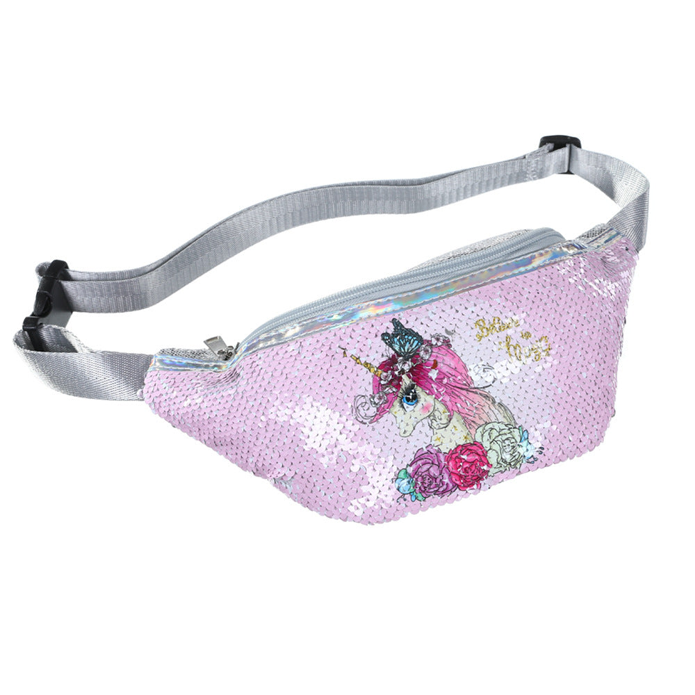 Wholesale Unicorn Fanny Pack Cartoon Sequin Mermaid Fashion Cosmetic Bag